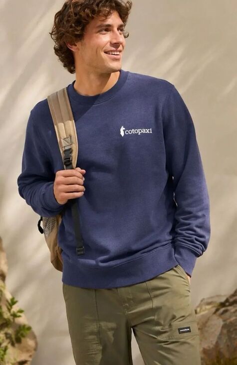 cotopaxi Tops - Cotopaxi Organic Cotton Fleece Crewneck Sweatshirt Navy Blue Logo Pullover Sz Sm